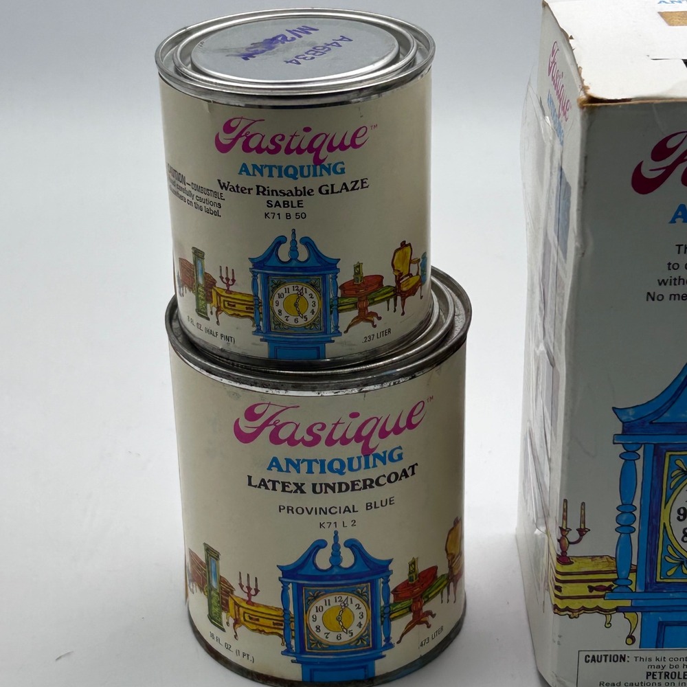 Fastique Antiquing Kit Provincial Blue Sable Glaze Furniture Paint DIY Vintage
